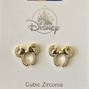 Minnie Mouse Headband Gold-Tone Cubic Zirconia Studs